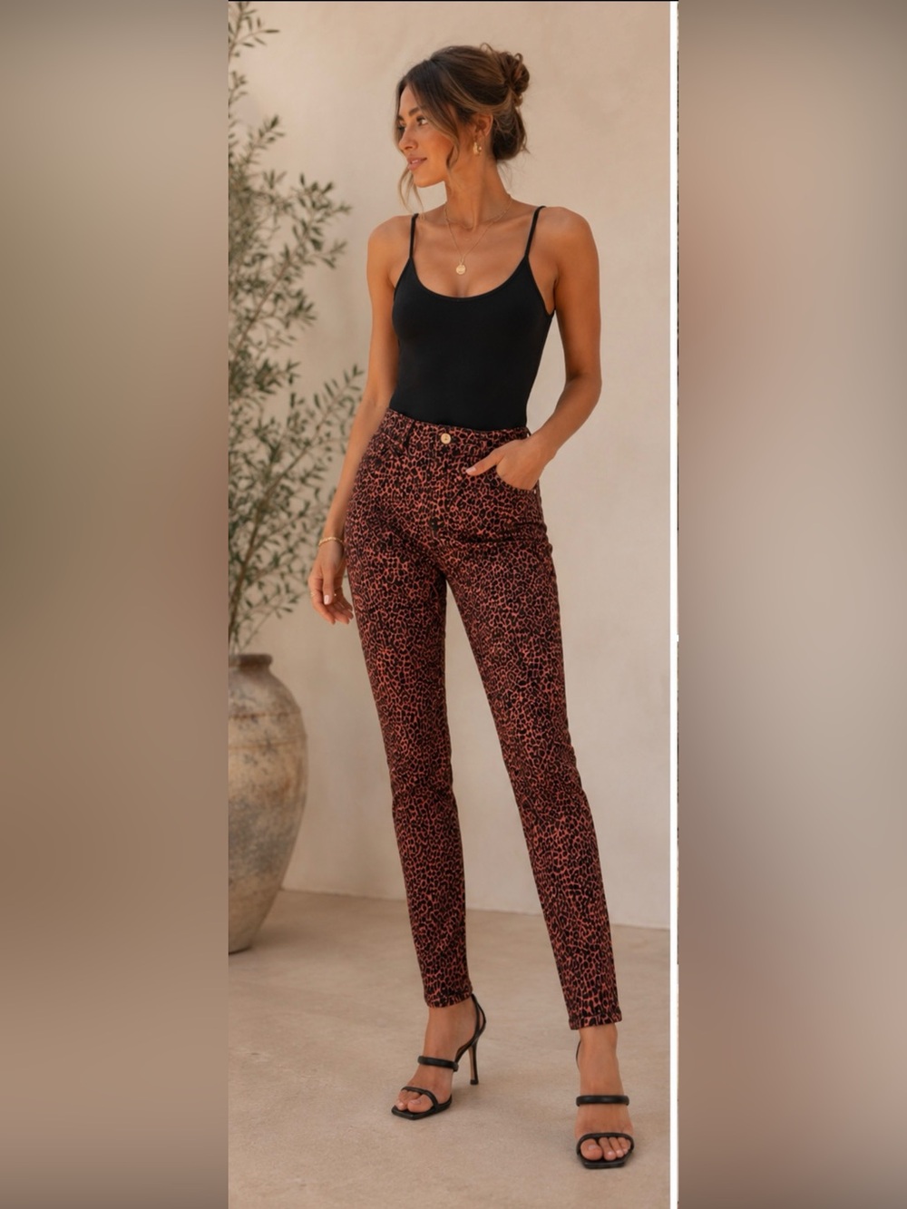 Mavi Rust Rust and Black Leopard Print Straight Leg Jeans 25/27